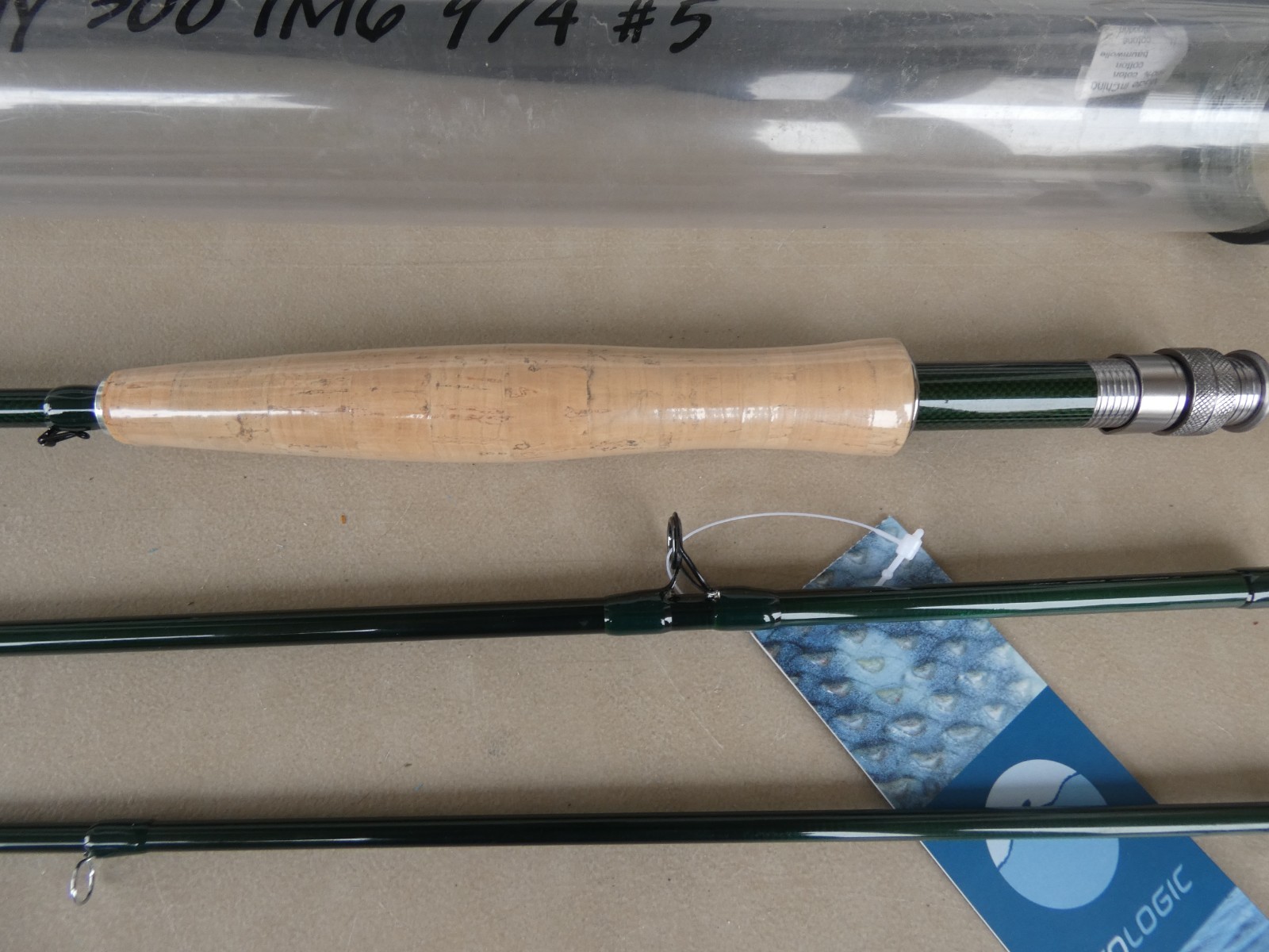 GEOLOGIC 9′ 5wt 4 Pc Classic Action IM6 3 1/3 Oz Fly Rod Green Black Matte