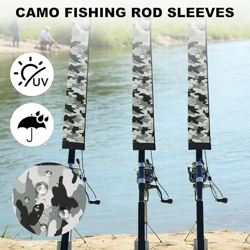 Neoprene Camo Fishing Rod Sleeves,Fishing Pole 75″ 1 Light Green Camo