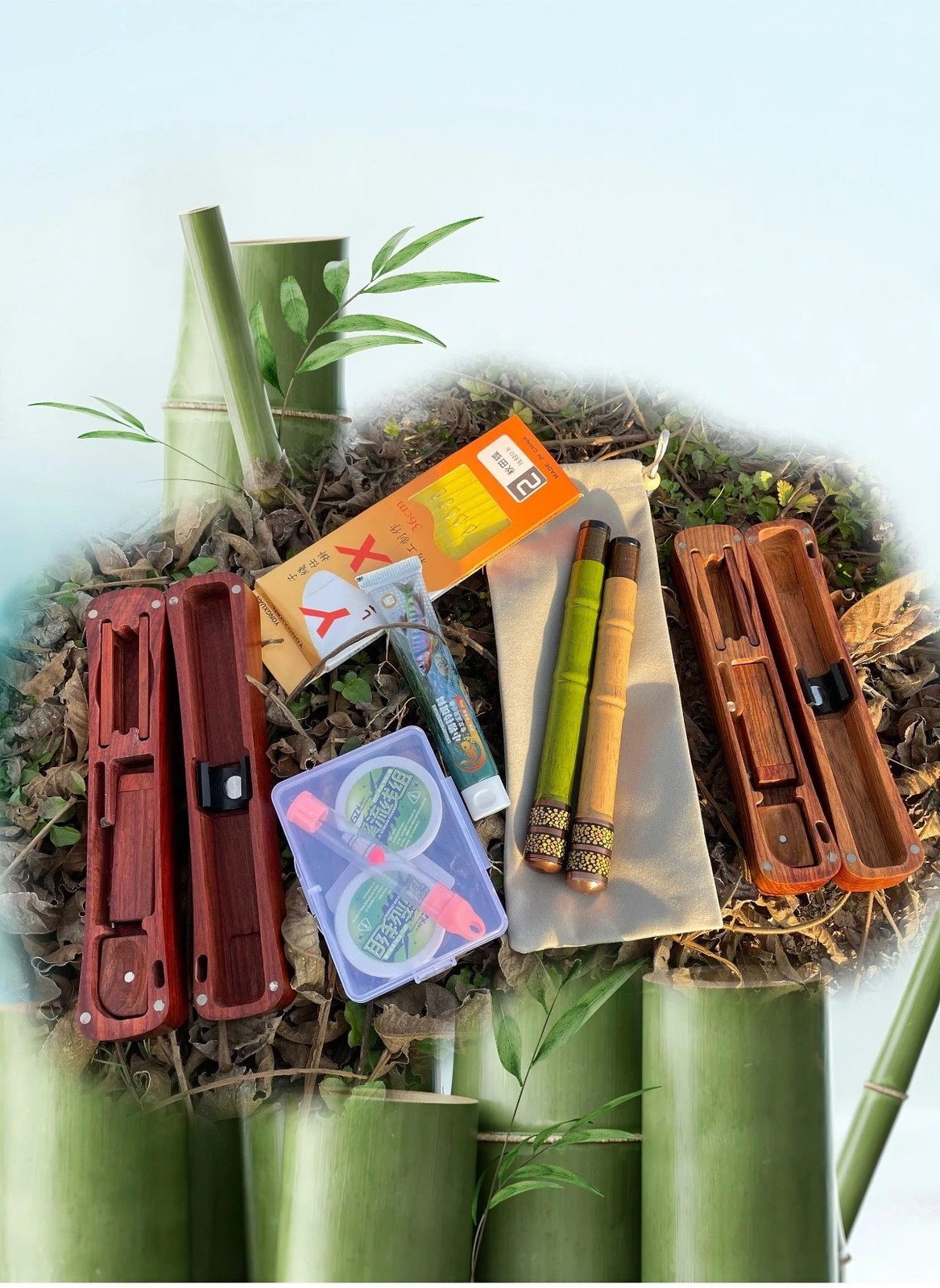 Ultralight Tenkara Rod Wooden Storage Box Portable Short Section Travel Kit
