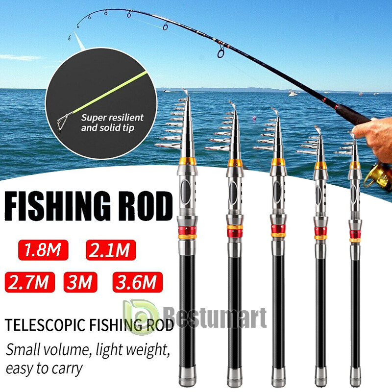 Telescopic Fishing Pole Spinning Rod Carbon Fiber Medium Fast Lightweight 9f 12f