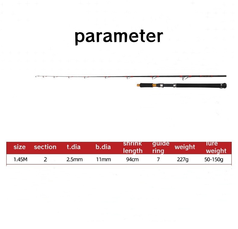 Fishing Rod 2 Section Slow Jigging Rod Spinning Casting Rod Lure 50-150g Carbon