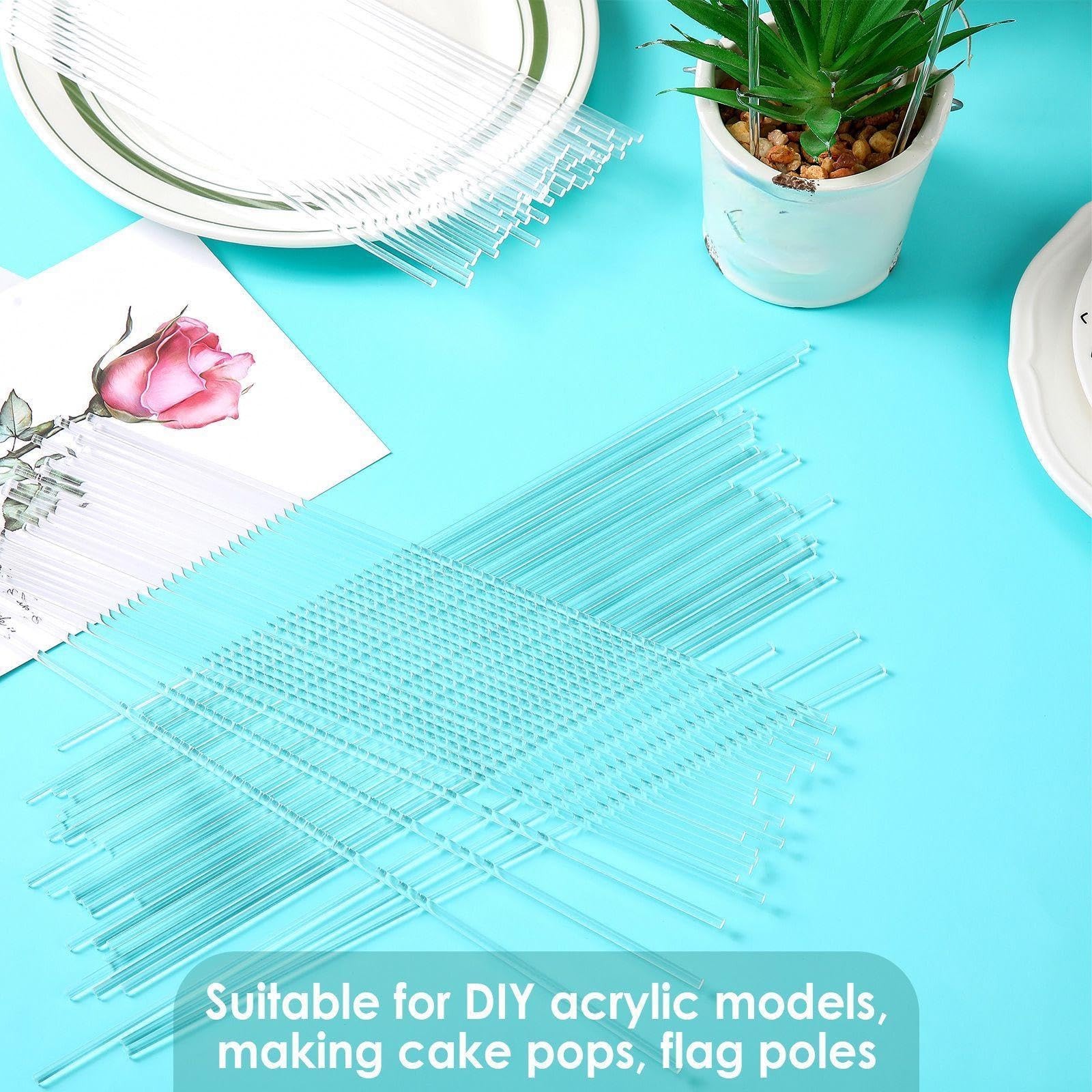 120 PCS Clear Acrylic Round Dowel Rods 3 mm 10 Inch Cake Topper Sticks Craft