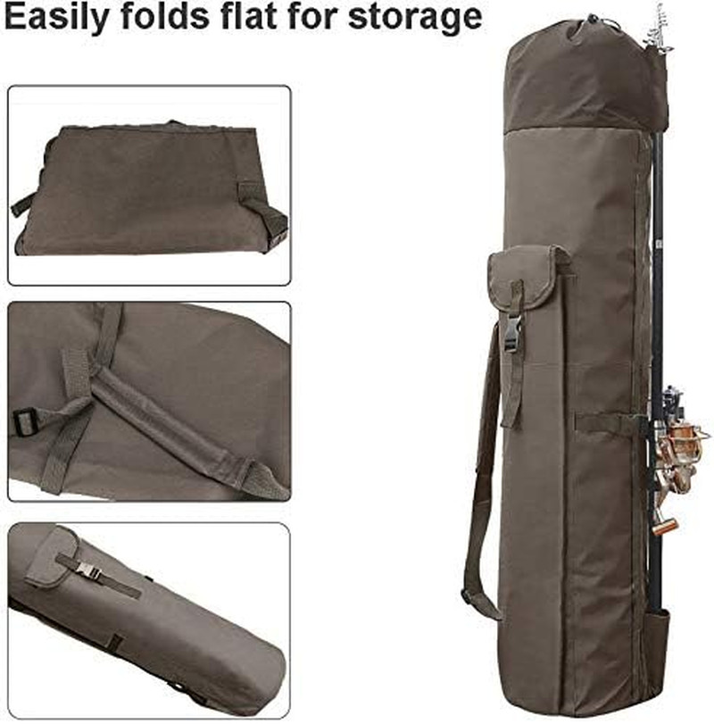 Durable Canvas Fishing Rod & Reel Organizer Bag Travel Carry Case Bag- Holds 5 P