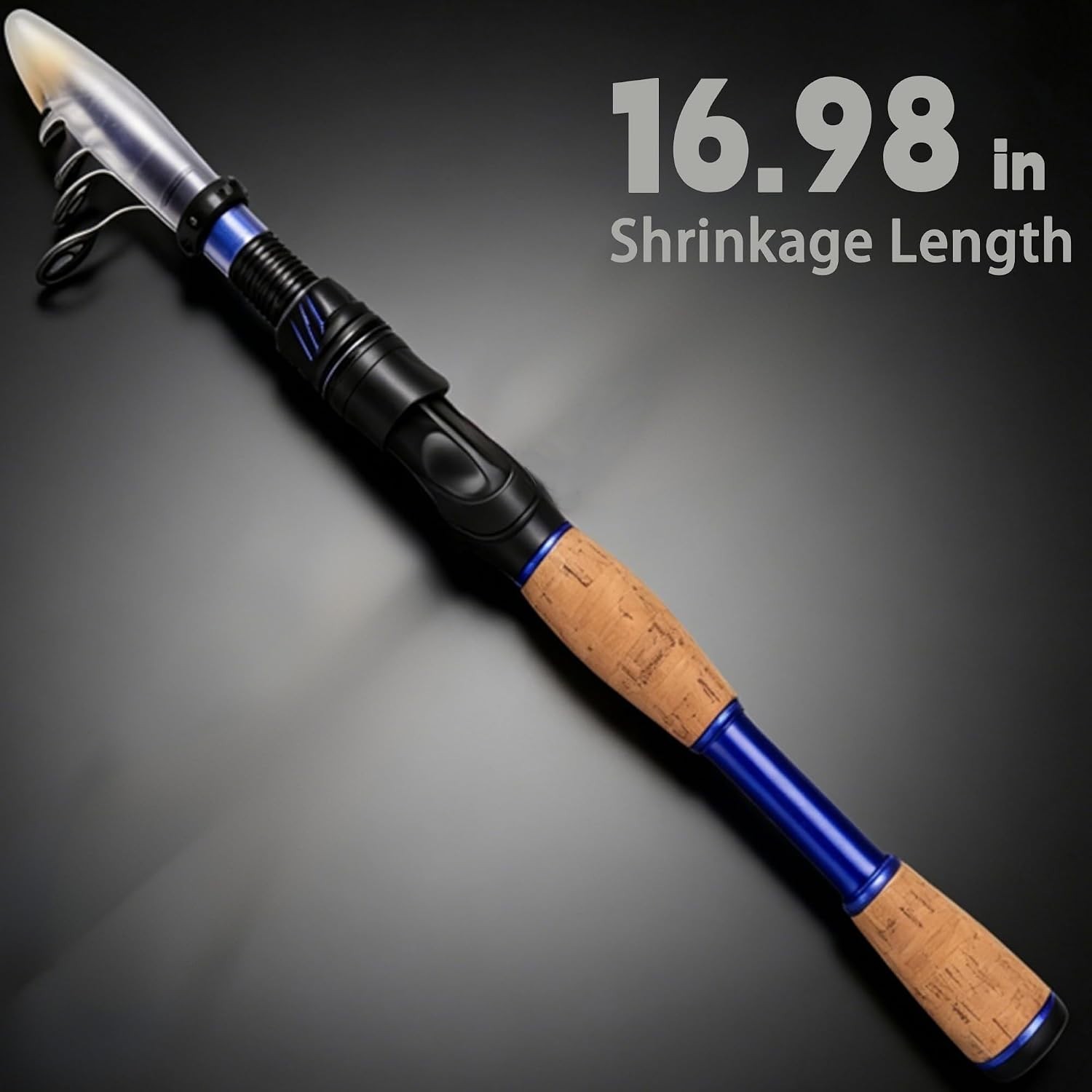 Portable Fishing Rods,Telescopic Spinning Rod with 24T Carbon & Carbon Tip, Cork