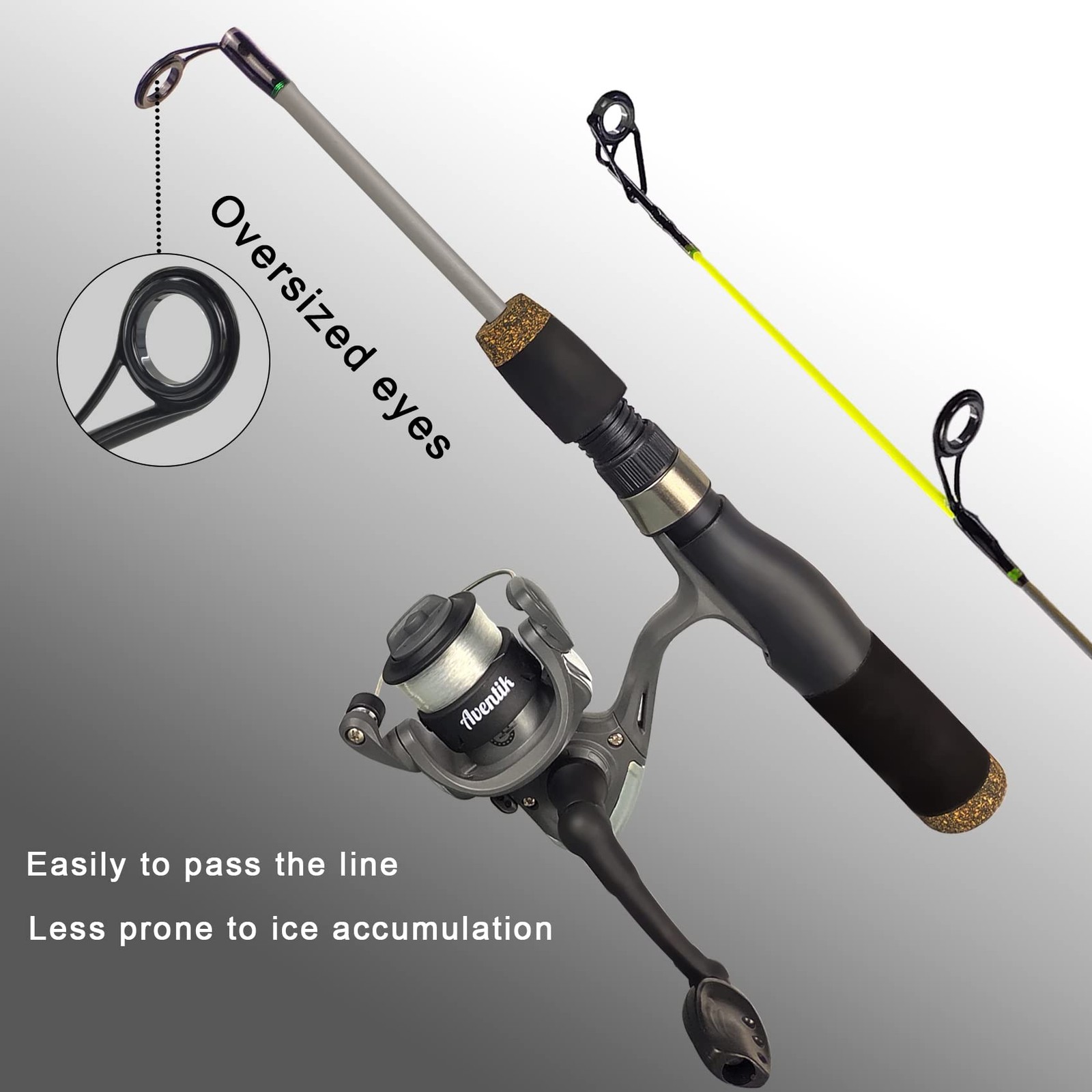 Aventik Ultralight Ice Fishing Rod Reel Combo 26//28/30/32 inch Medium Light Fas