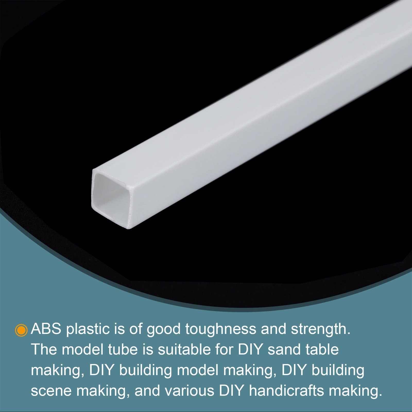 10Pcs 20 Inch Plastic Model Tube ABS Solid Square Bar 0.24×0.24 White DIY