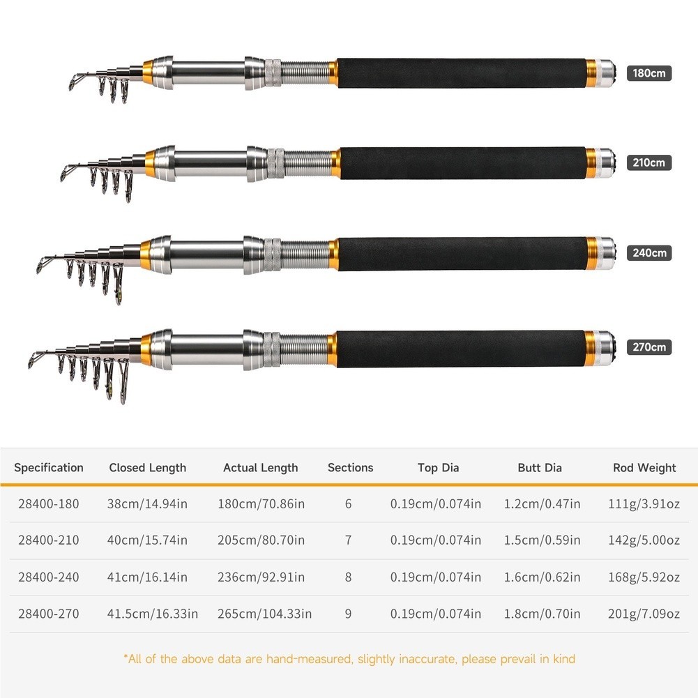 Carbon Fiber Sea Rod Telescopic 1.8m 2.1m 2.4m 2.7m Reinforced Reel Seat
