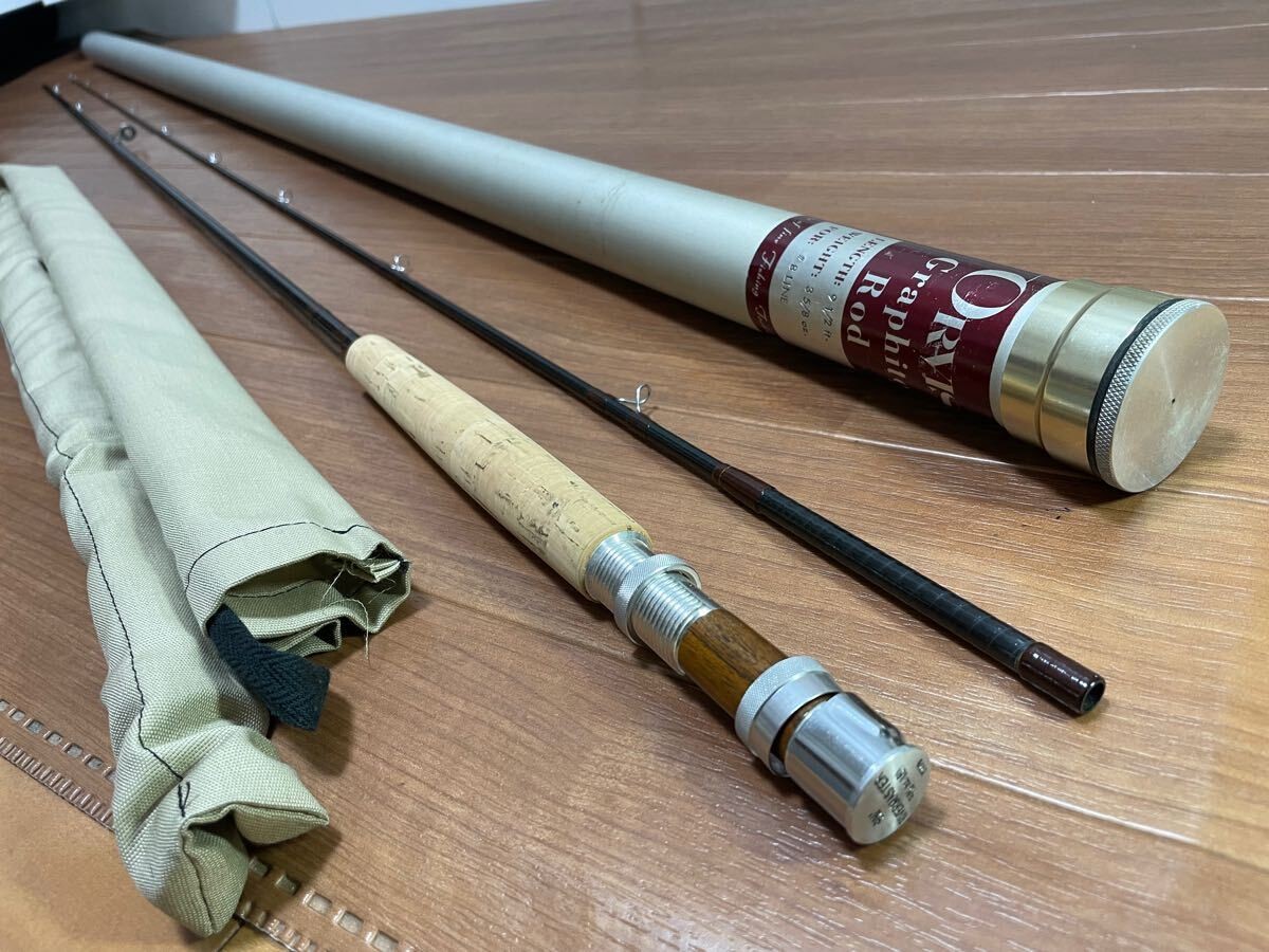 Rare old Orvis graphite 9.1/2′ 3.5/8oz #8 River master Comes with case and bag