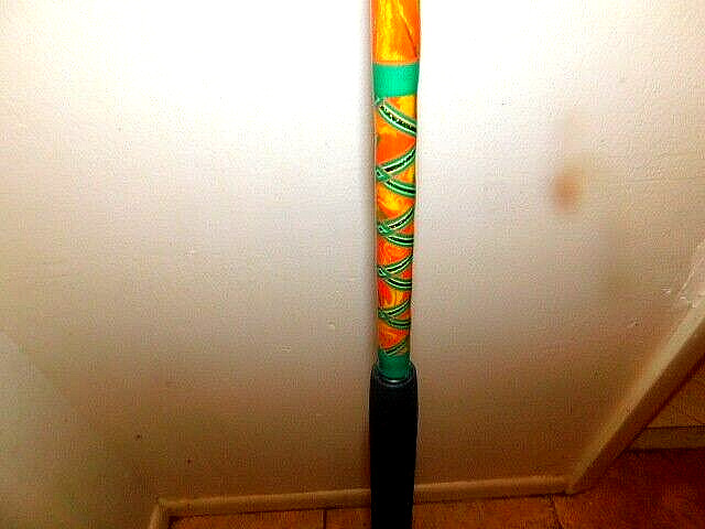 CUSTOM SPINNING ROD 7 FT 25-50 LB TROPICAL ORANGE,GREEN YELLOW MARBLE NEW
