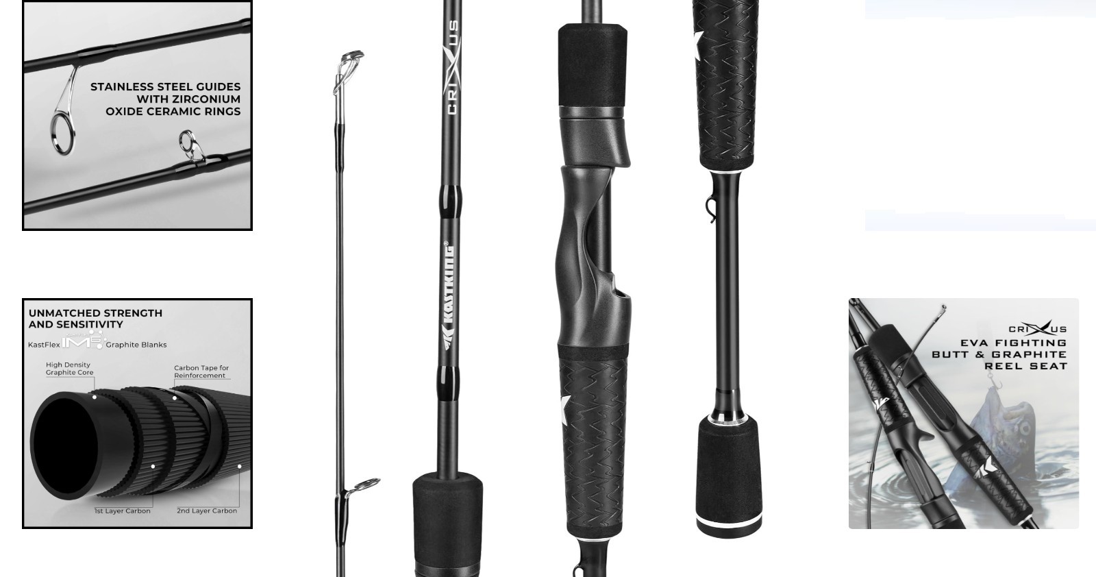 Crixus IM6 Graphite Spinning & Casting Fishing Rod 7ft Medium Heavy 2pc