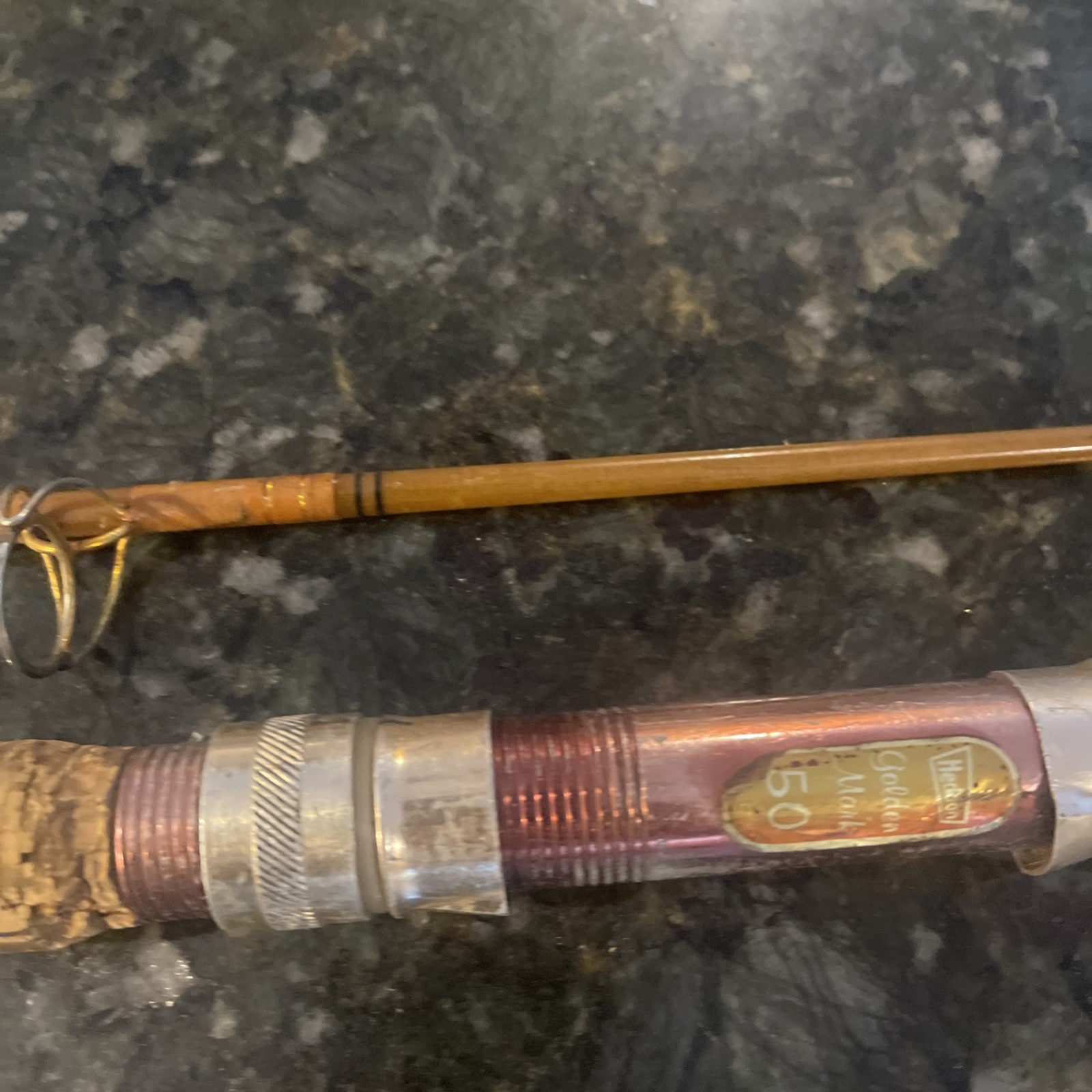 Heddon Golden MARK 50 Pro Weight Spinning Rod 6’ 9” 7646 Vtg Gorgeous 2 Pc Coll