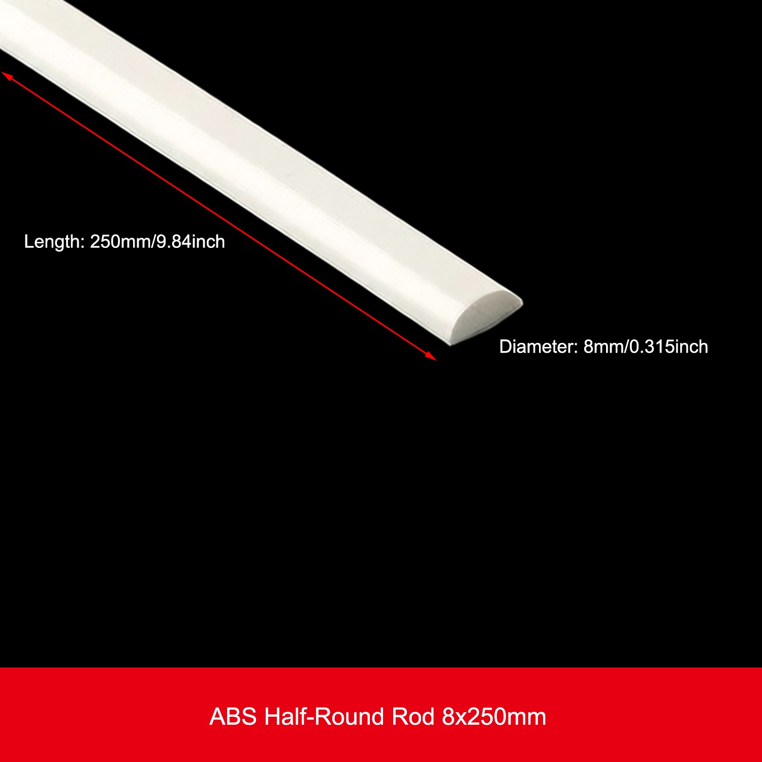 10x 250mm Long Half Round ABS Plastic Rods for DIY Model Making Sand Table