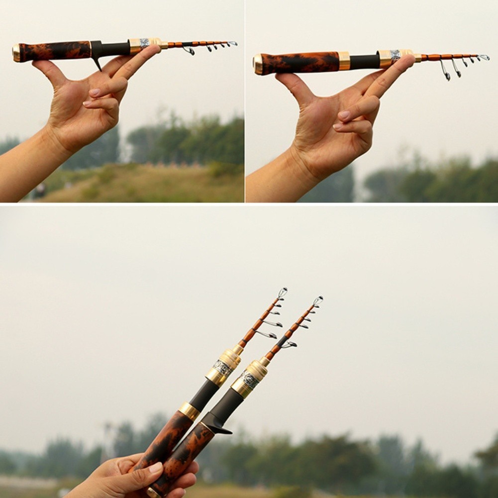 UL Carbon Casting Rod Wood Handle for Small Stream Fishing Collapses 31cm