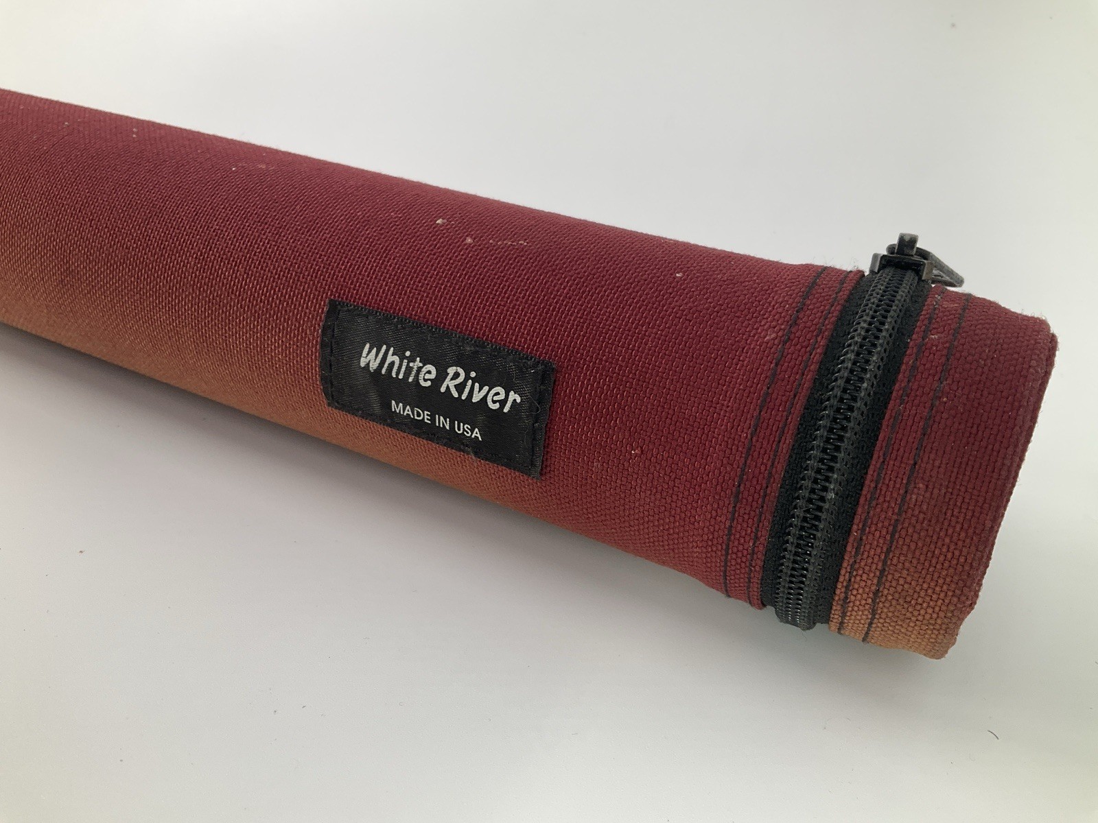 Vintage White River Fly Rod Carrying Case Tube Rod Holder Red 48″ Zipper