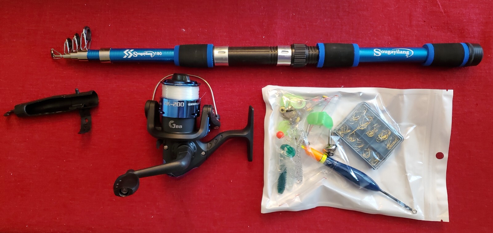 Sougayilang Fishing Rod Combo Telescopic Fishing Pole Spinning Reel AK-200 New