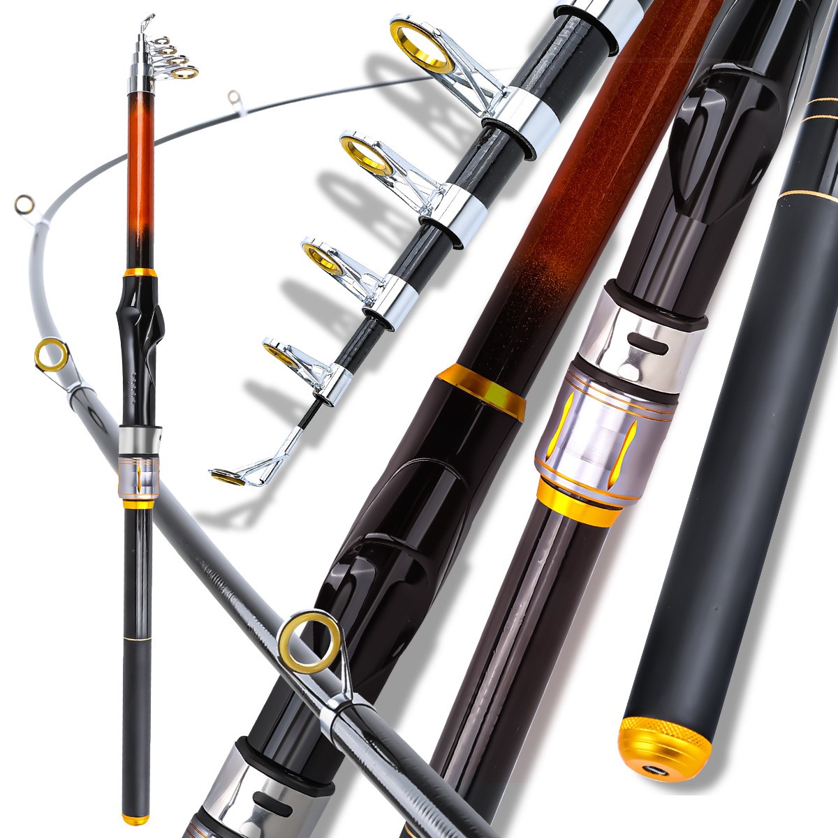 2.7m Portable Fiberglass Fishing Rod New Telescopic Fishing Rod Spinning Rod