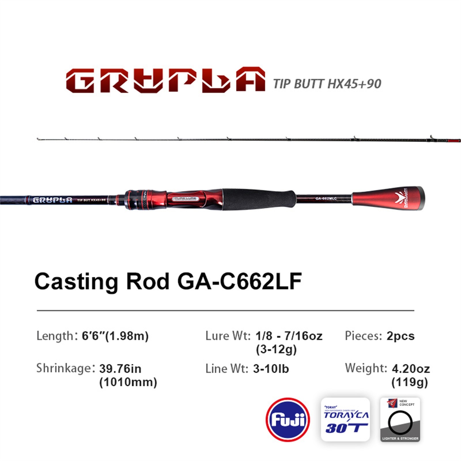 PURELURE GRUPLA Universal Spinning Casting Fishing Rod Fast/Extra Fast