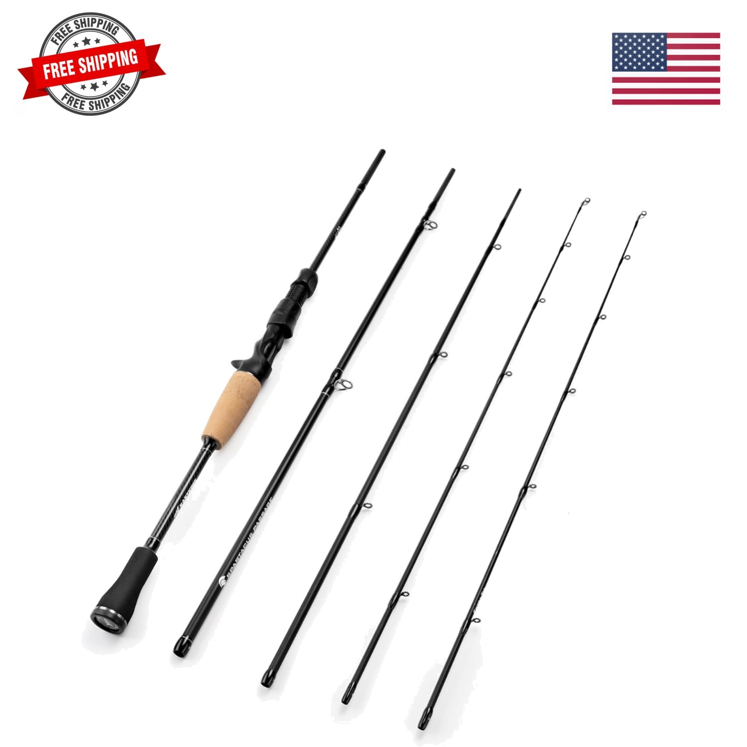Spartacus Passage Travel Fishing Rods, Portable 4-Piece Spinning & Casting Ro…