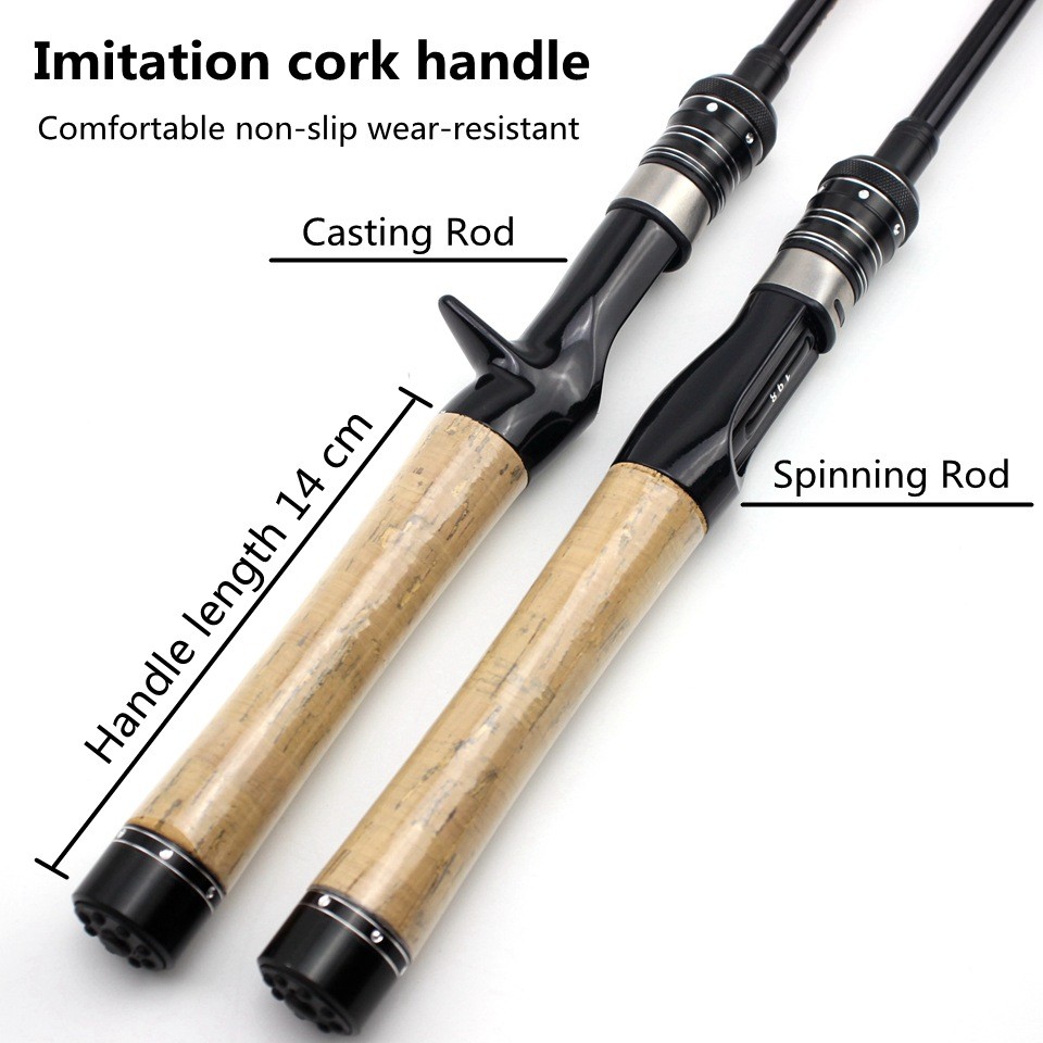 Ultra-Light Portable Fishing Rod Carbon Fiber Spinning Casting Pole Cork Handle