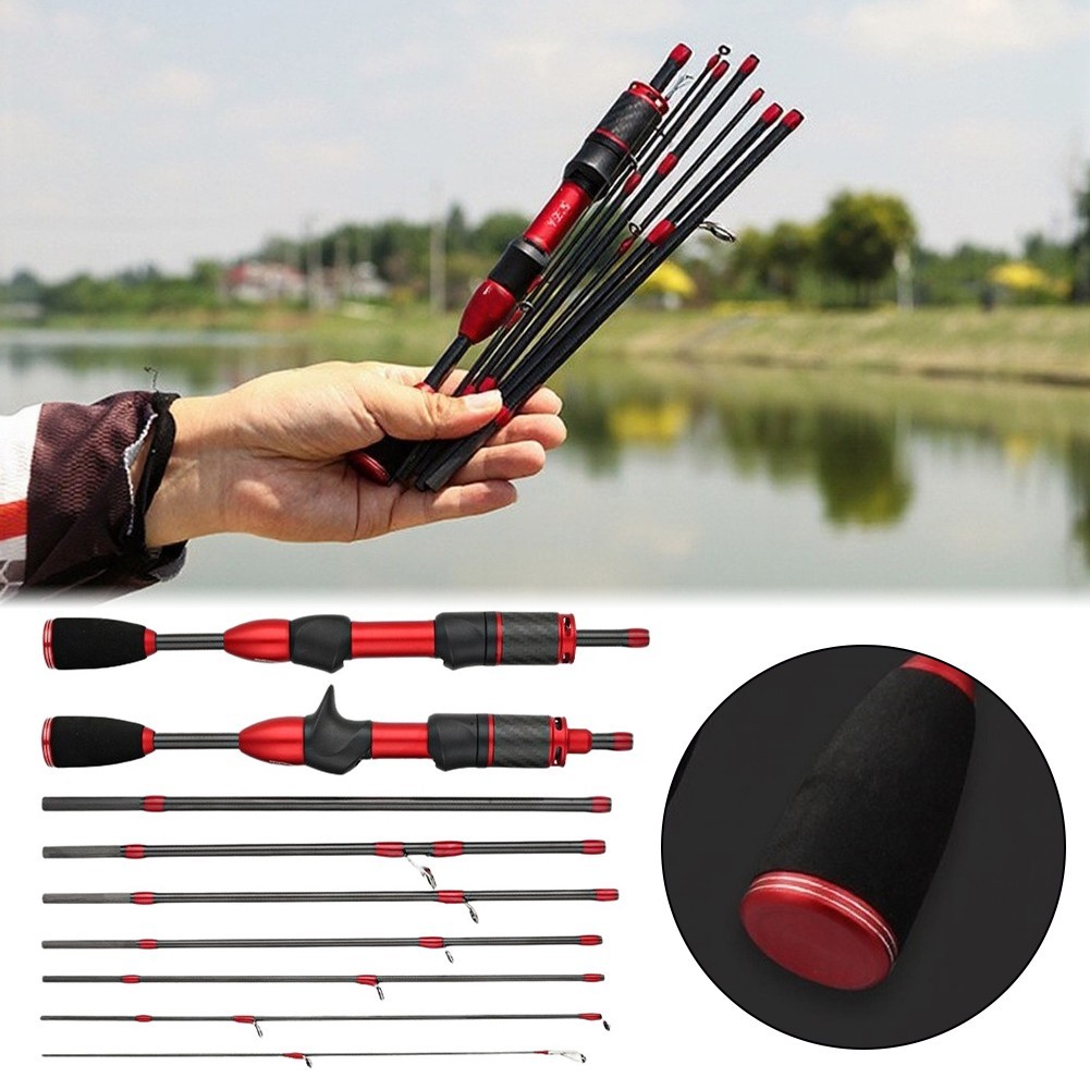 Fishing Rod Carbon 8 Section 1.68/1.8m Shrinkable to 27cm for 2g-8g Bait