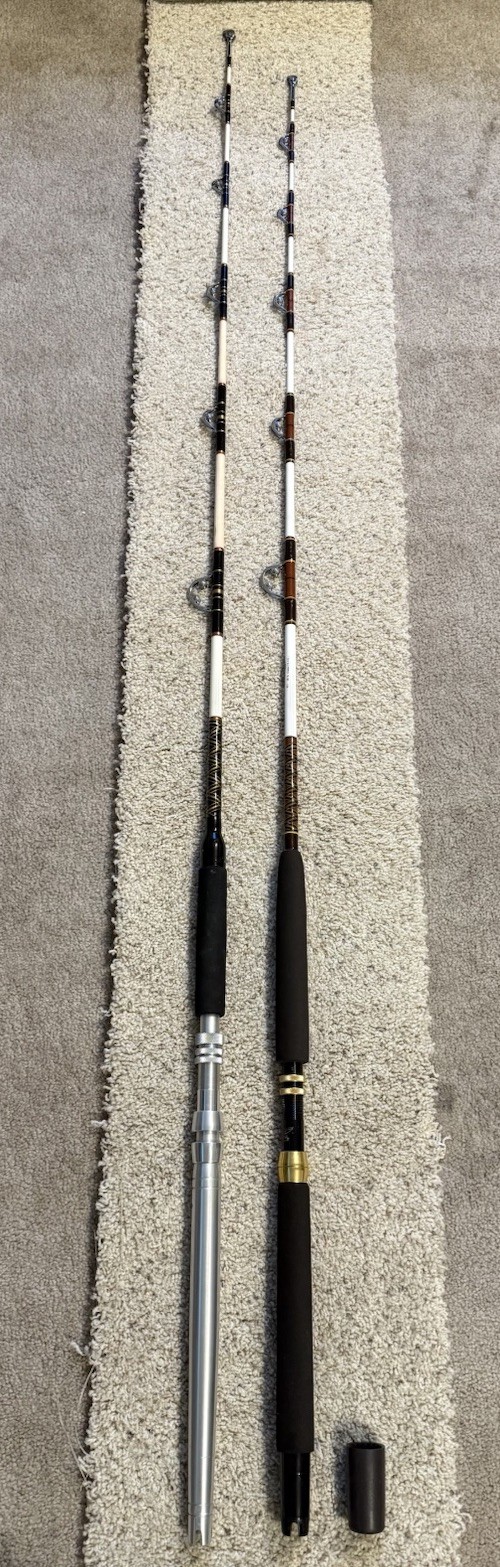 Lot of (2) Big Game Saltwater Rods, Penn International & Fenwick Fenglass