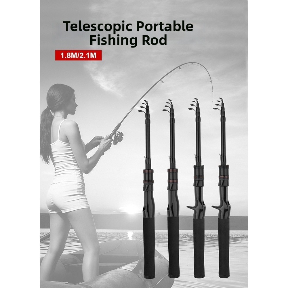 Carbon Telescopic Lure Rod 1.5m 1.8m 2.1m Ergonomic Handle Portable Fishing Rod