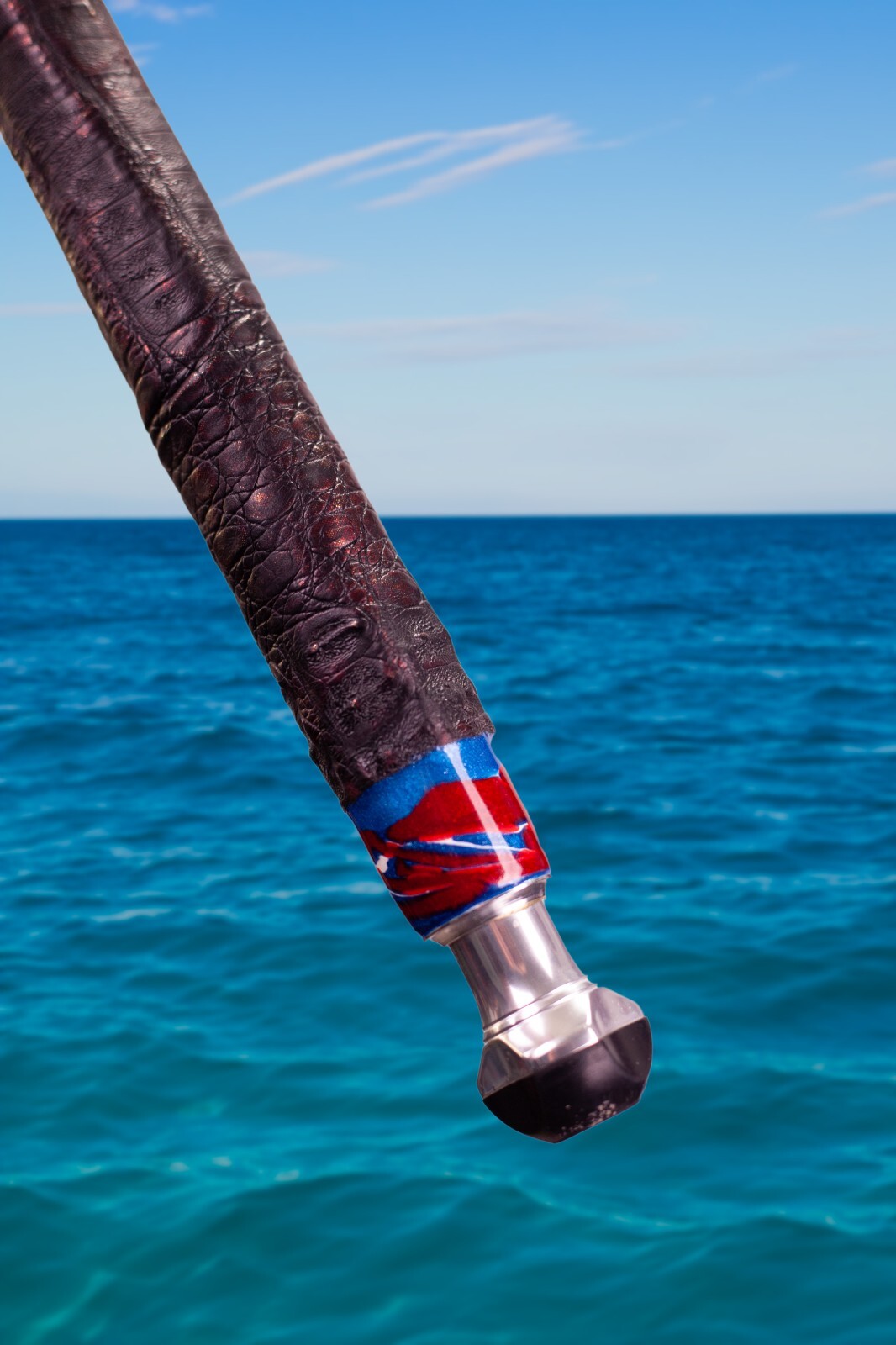 Custom Spinning Rod with Real Crocodile Skin Grips and Awesome Paint Job