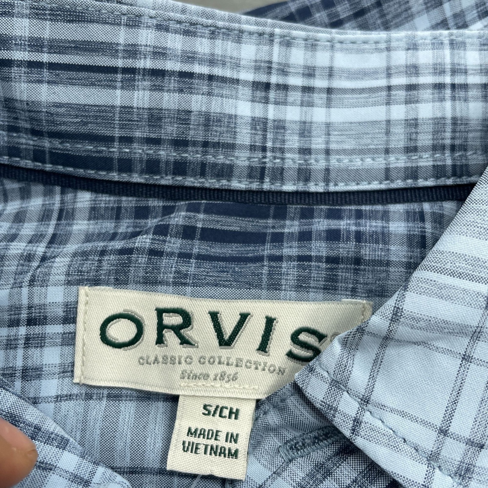 NEW Orvis Men’s S Tech Shirt Blue Plaid UPF 30+ Quick-Dry Button Up Outdoor