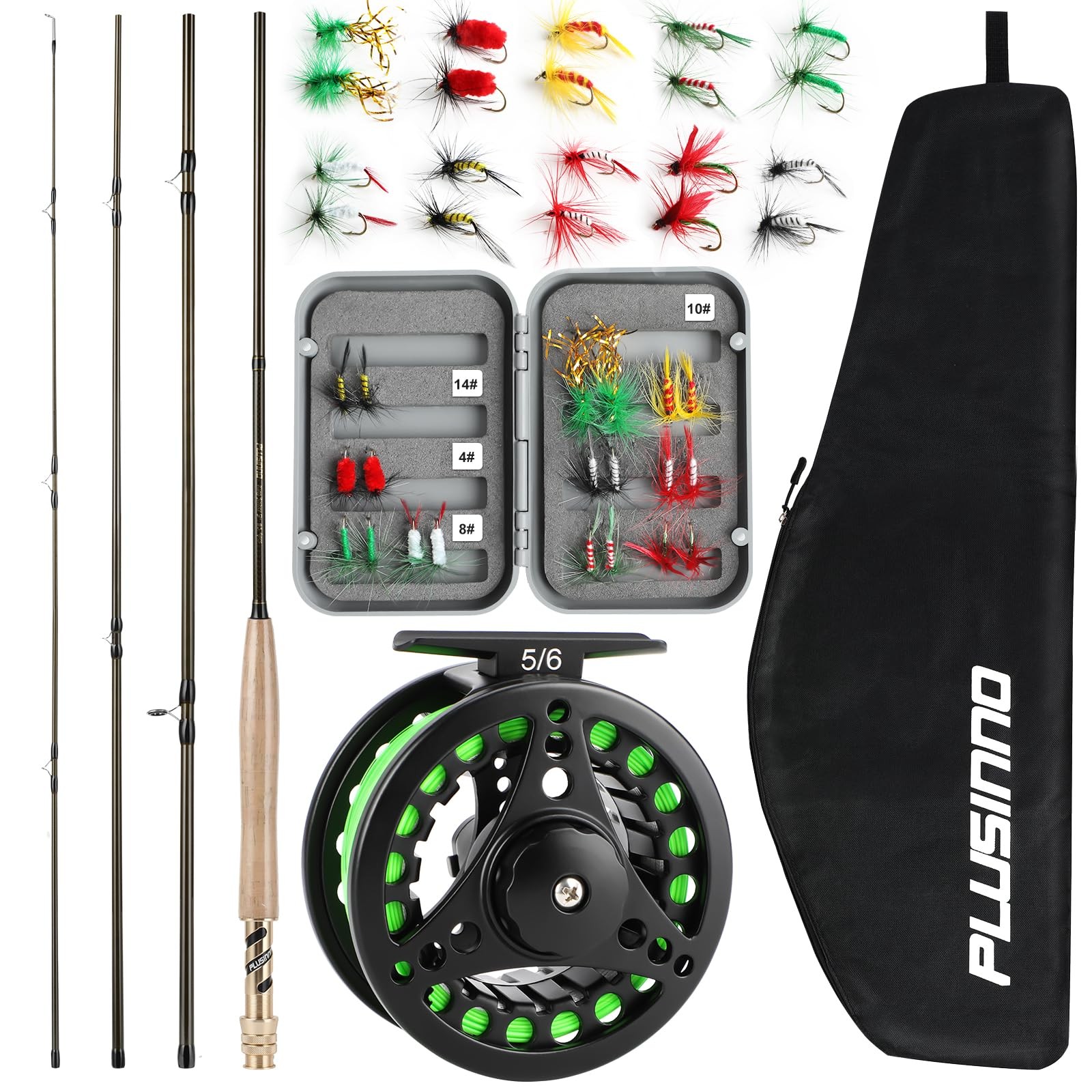 Fly Fishing Rod & Reel Combo, 4-Piece Portable Graphite 5/6 9’ Starter Kit