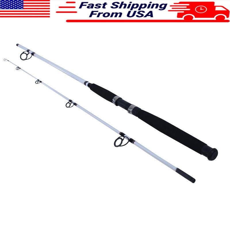 8 Ft Big Game Spinning Rod 2 Piece Durable Construction Fiberglass Heavy Power