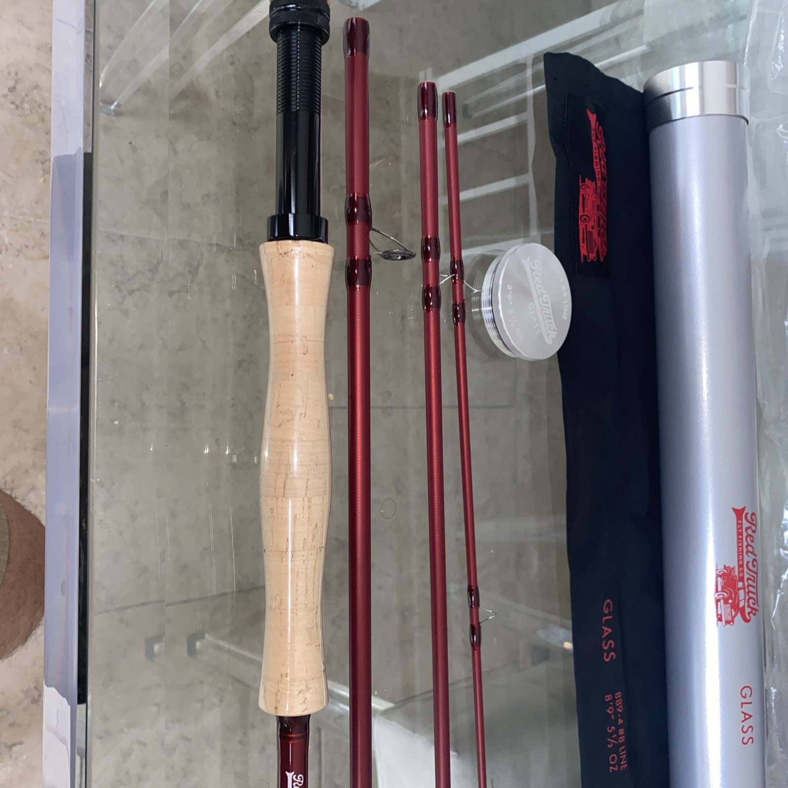 Red Truck Glass 889-4 #8 Line 8’9″ 5-1/2oz, 4pc Fly Rod-NEW with tribe & Sock!!!