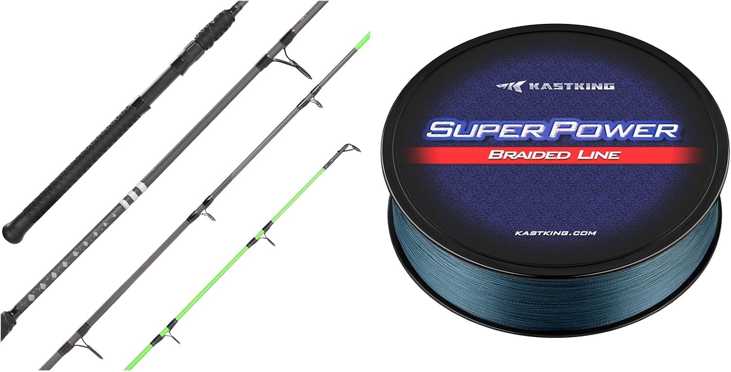 Saltwater & Freshwater Fishing Rod & KastKing Superpower Braided Fishing Line