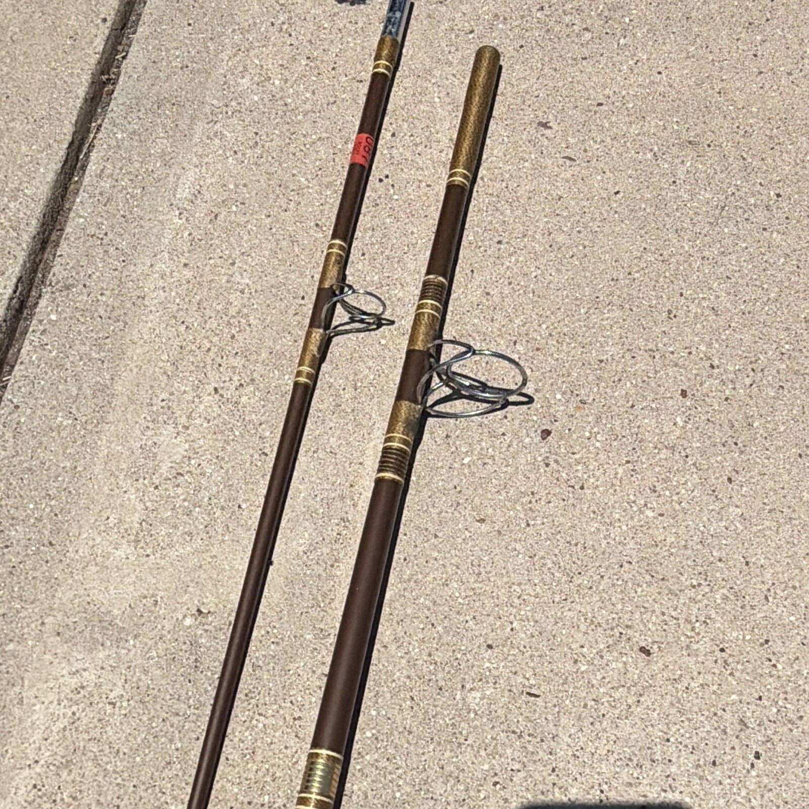 Vintage Abu Garcia 7’6” One Piece Fishing Rod Cork Handle Brown Fiberglass