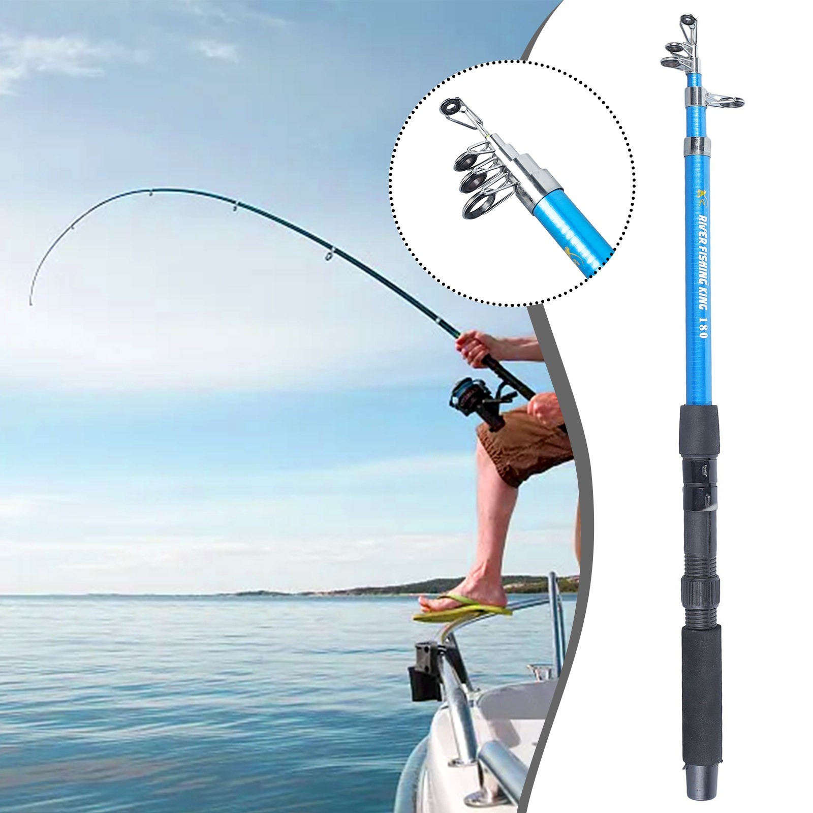 Portable Retractable Telescopic Sea Fishing Rod with Smooth Ceramic Guide Ring