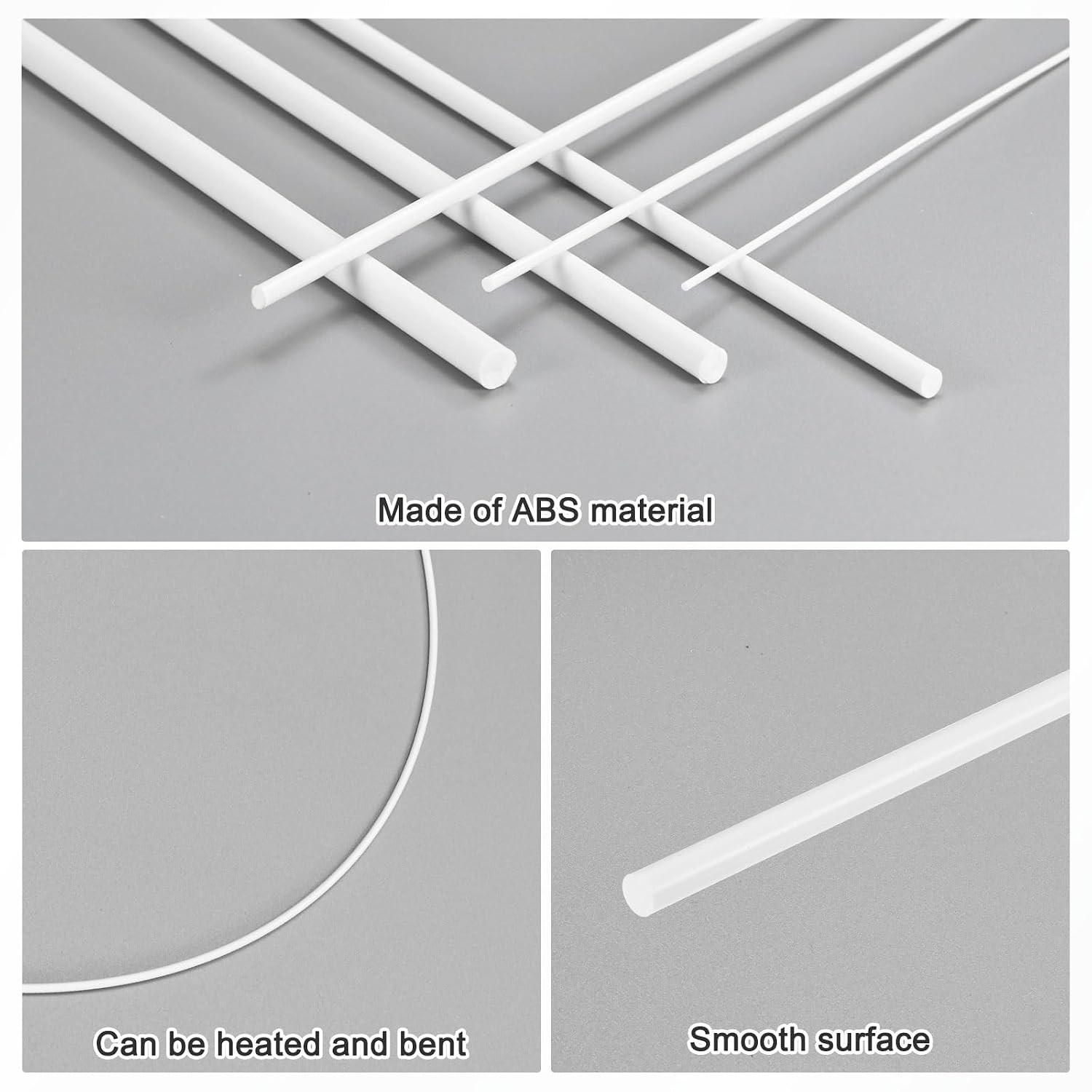 20-Pack round Plastic Bars Rods, 3Mm X 250Mm ABS Smooth Plastic