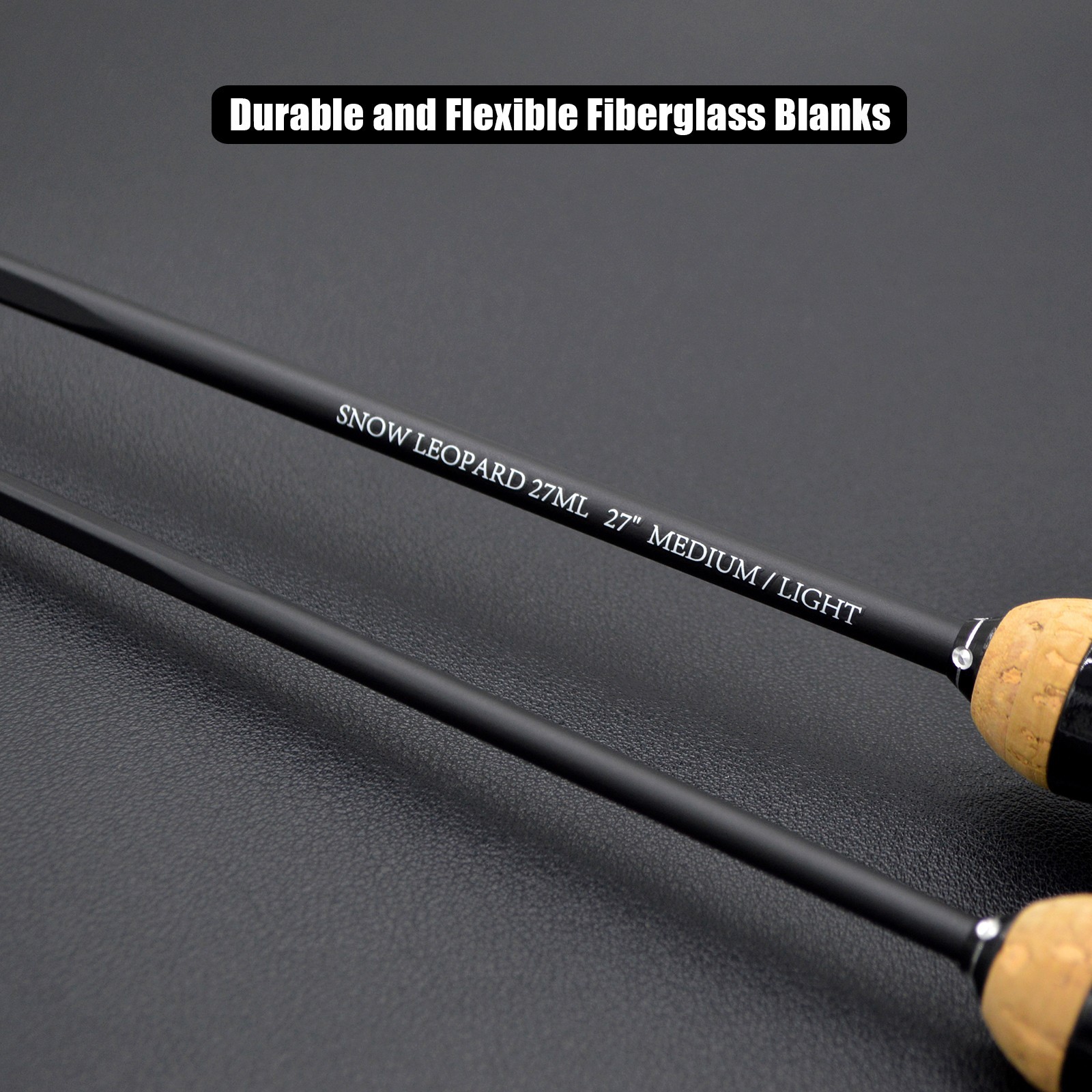CAMEKOON Snow Leopard 1PC Ice Fishing Rod Fiberglass Blank Flat Tip Construction