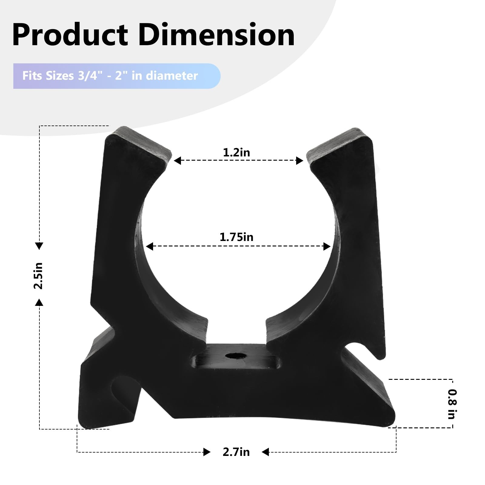 Black Rubber Spring Clamp Oar & Pole Holders with Strap, Marine
