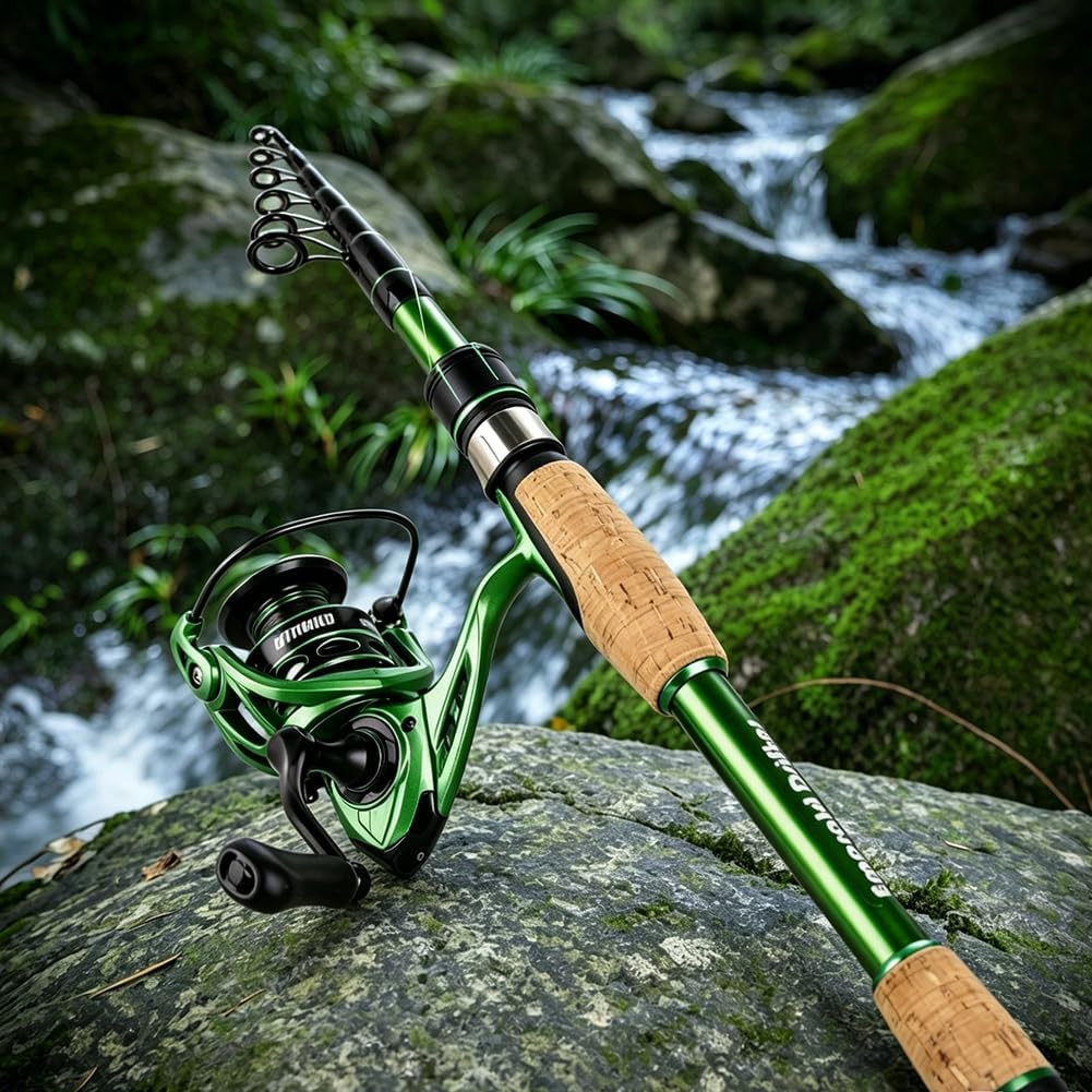 Portable Telescopic Spinning Fishing Rods, 24T Carbon Blanks & Solid Carbon Tip,