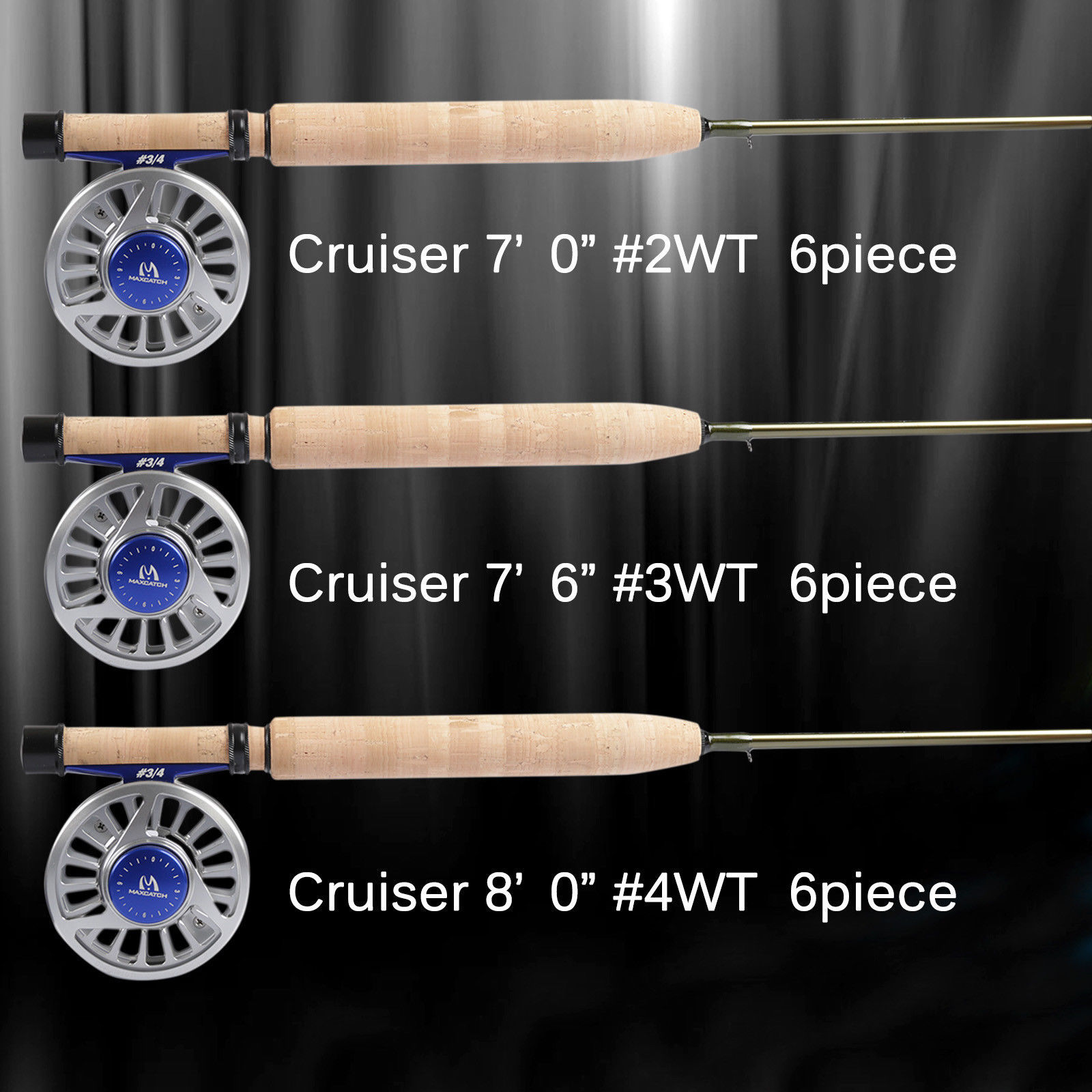 Maxcatch Travel Fly Fishing Rod 2/3/4wt 7’6” 6Pcs,IM10 Carbon Blank,Fast action