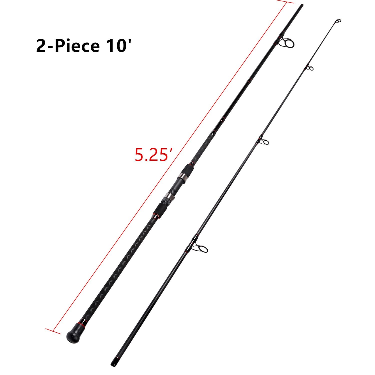 Fiblink Surf Spinning Fishing Rod 2-Piece Graphite Travel Fishing Rod(12-Feet &