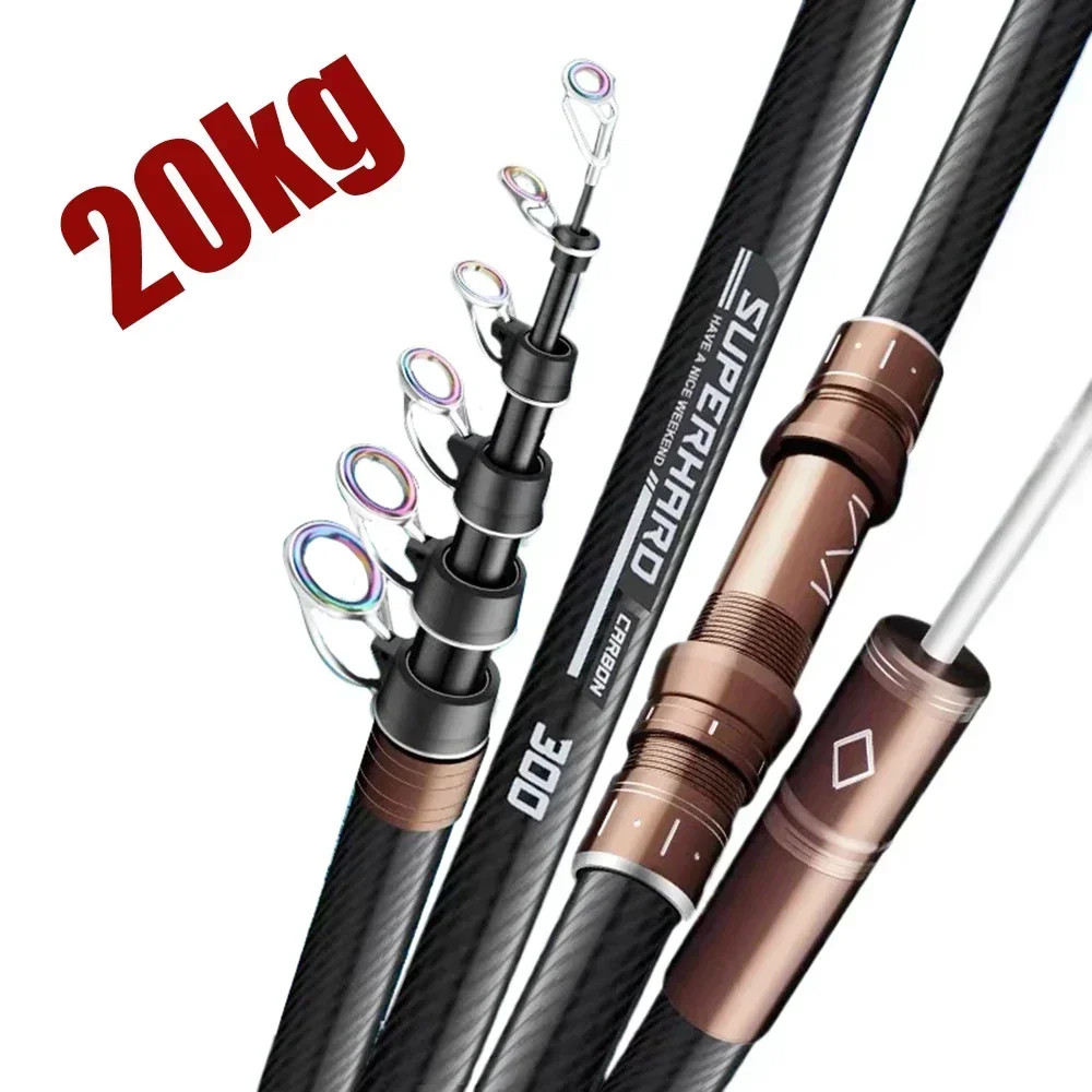 GTOFYU Telescopic Fishing Rod 2.1-4.5M Carbon Fiber Spinning Saltwater Surf