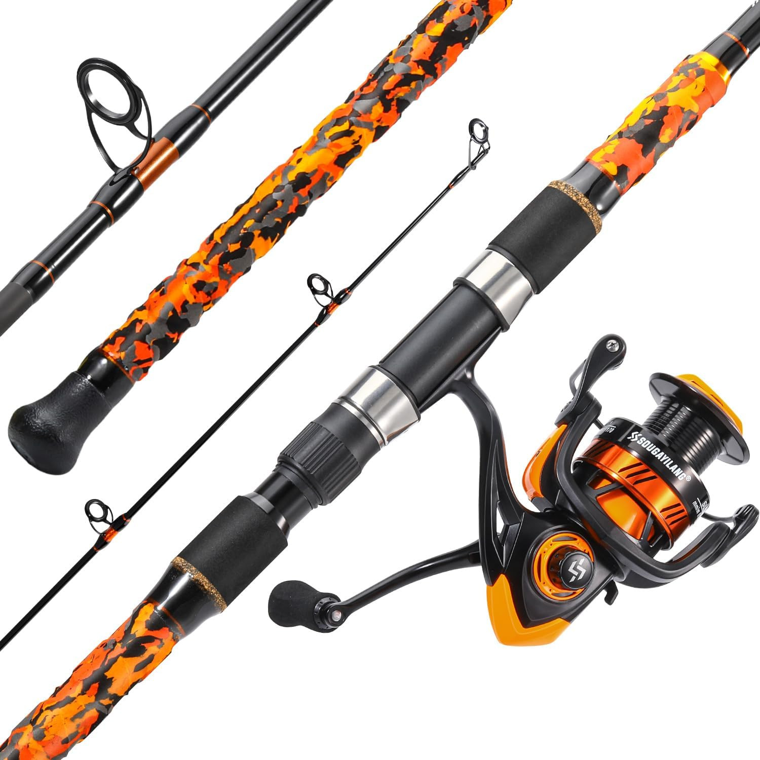 3 Piece Surf Fishing Rod Combo Medium/Heavy Travel Spinning Rod with 5000 Size R