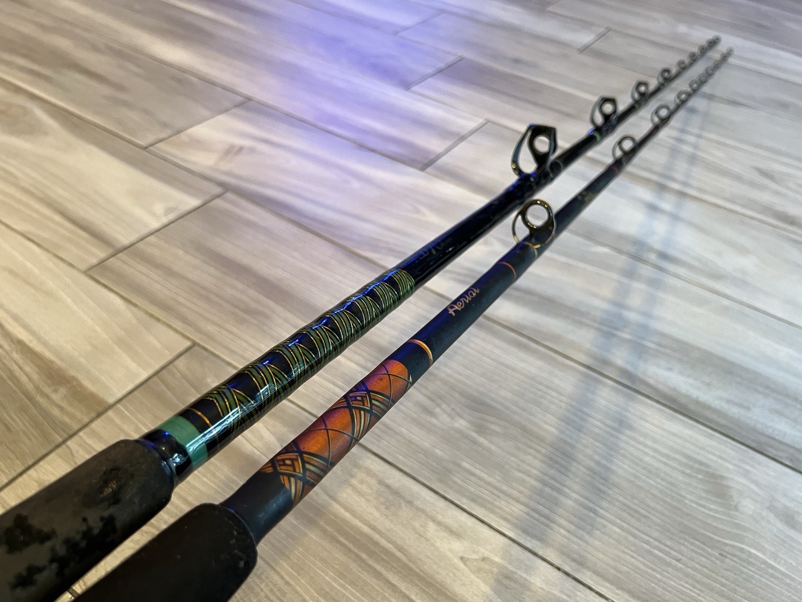 Lot of 2 Conventional Fishing Rods Star Rods Aerial & Vtg Shimano TLD 70 Heavy