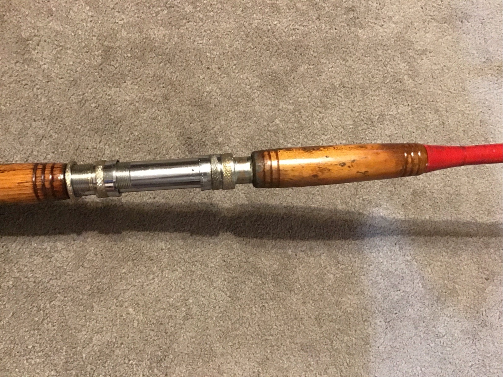 Vintage Hexagon Wood Butt 6’ 6” Aftco Roller Guide 50lb Trolling Rod R75