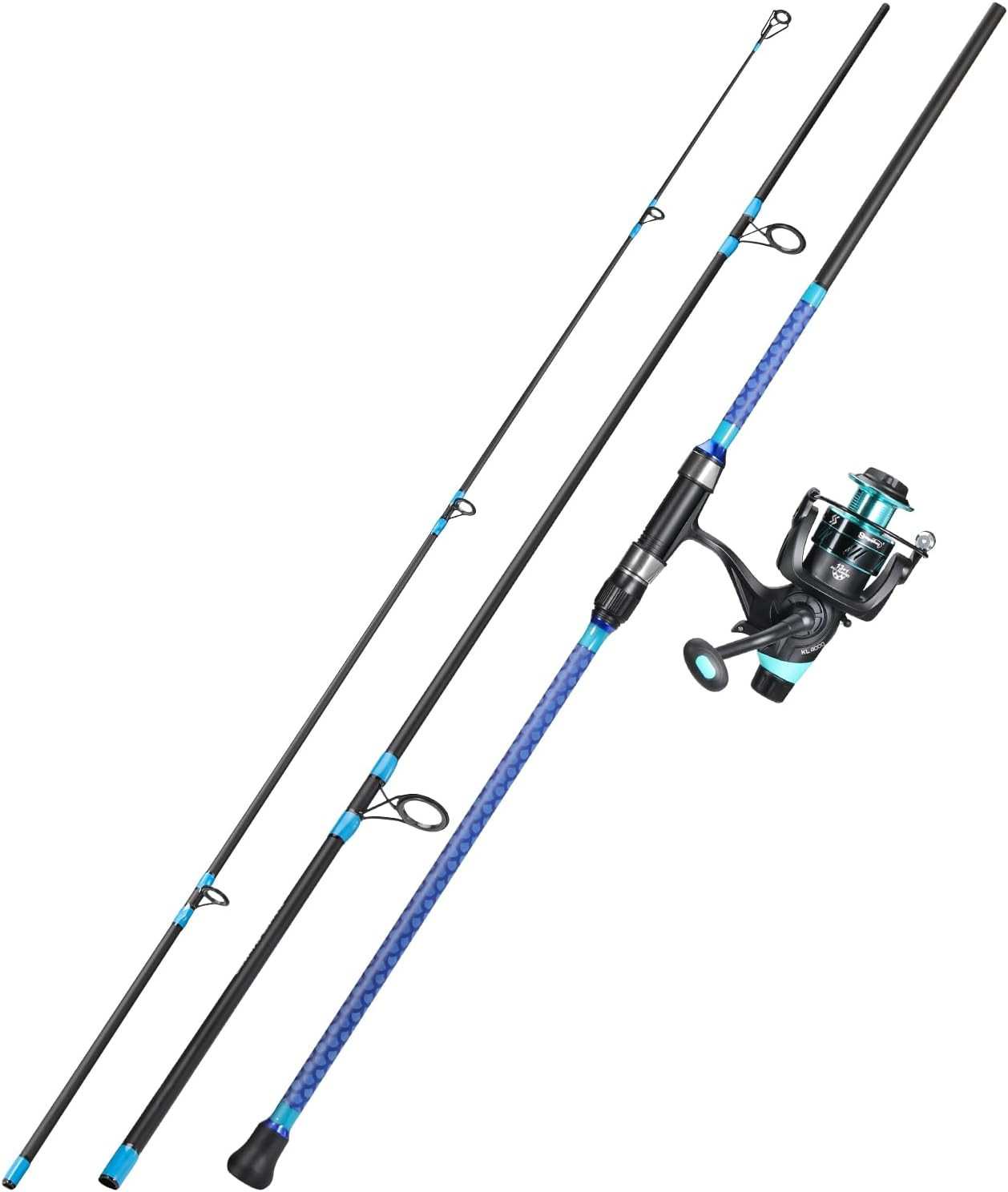 3 Piece Baitfeeder Combo Surf Fishing Rod Combo Medium/Heavy Travel Spinning Rod