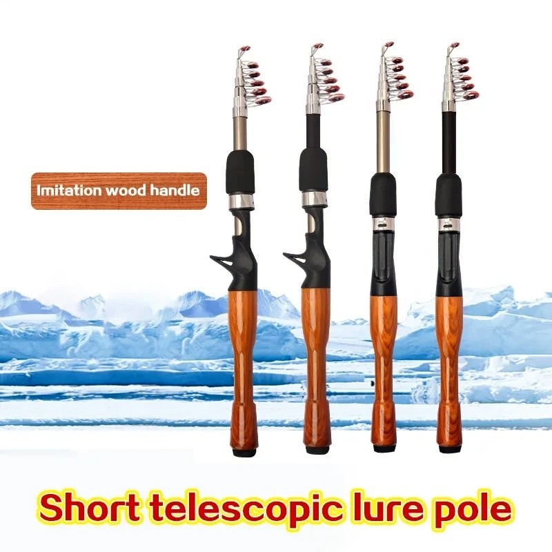 Mini Fishing Spinning Casting Rod 1.3-1.8m Telescopic Carbon Fiber Pole Sea Bass