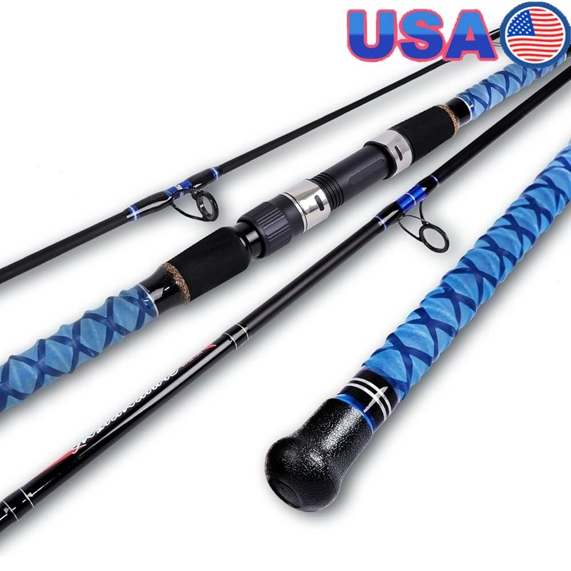 Carbon Fiber Surf Fishing Rod Spinning 3-Piece Sensitive Durable Travel Rods New