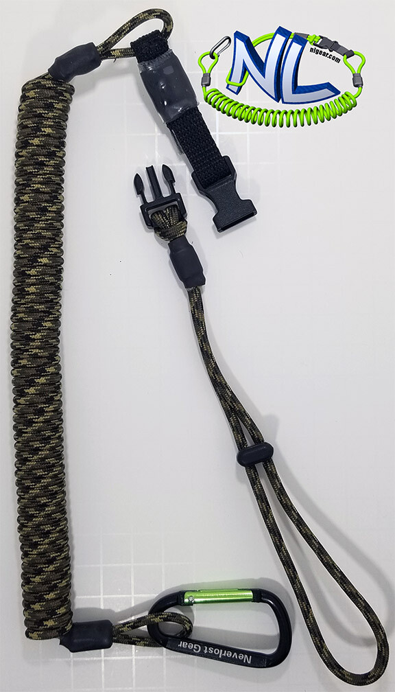 Kayak Fishing Rod Tether Leash w/ quick disconnect Neverlost Gear NL330 Camo