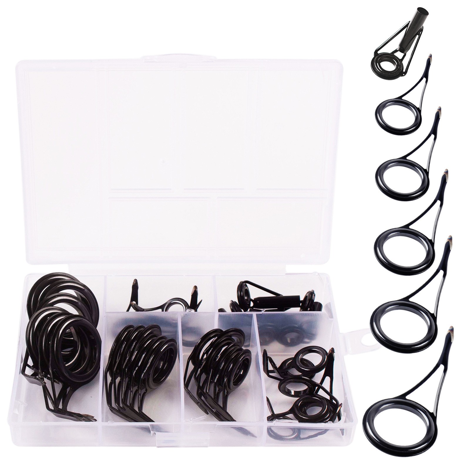 35pcs Fishing Rod Repair Kit Ceramic High Carbon Steel Fishing Rod Guides OFXZ