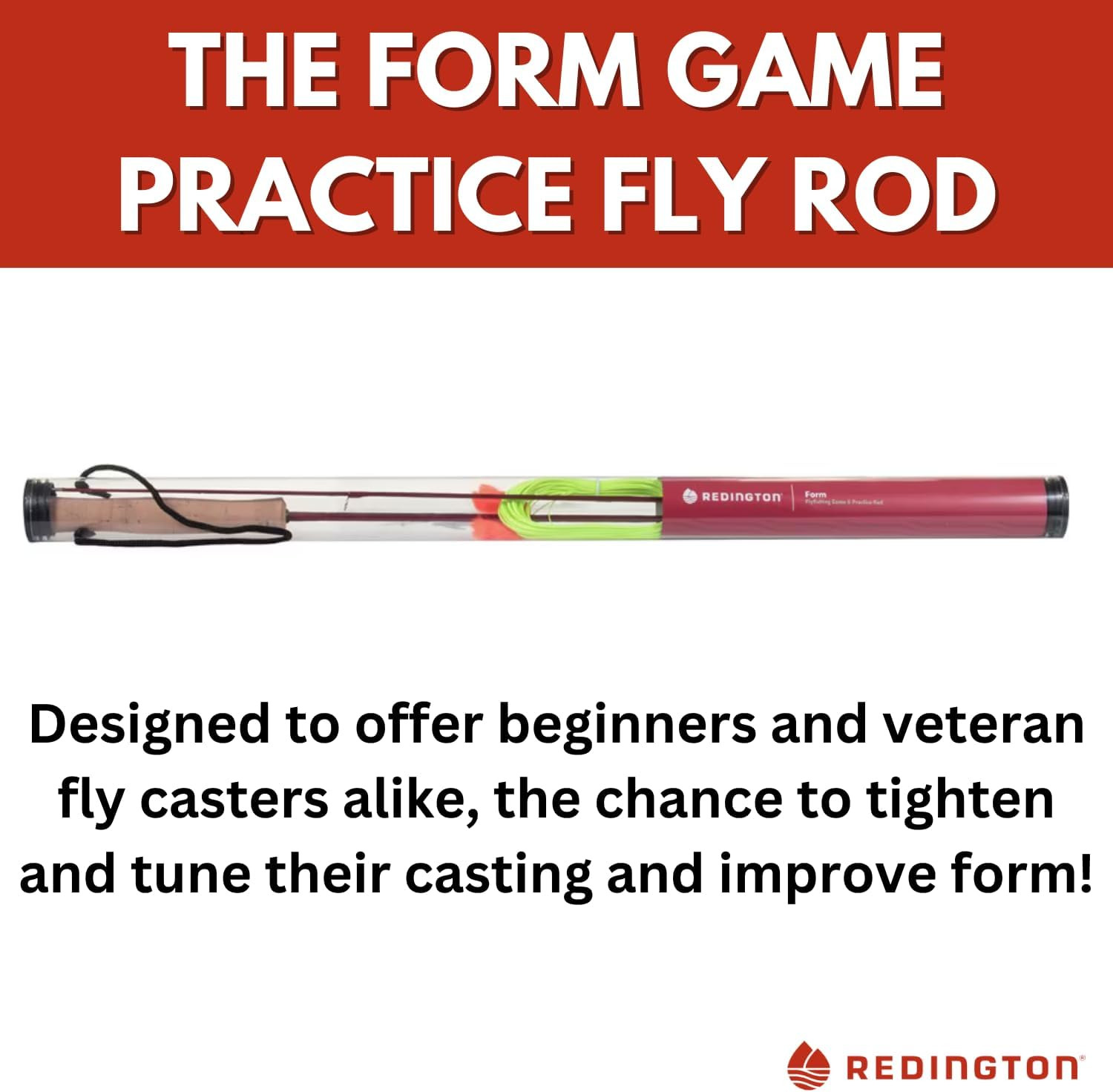 4’2″ Practice Fly Casting Game Rod w/ Line – Lava Color | Beginner Training Rod